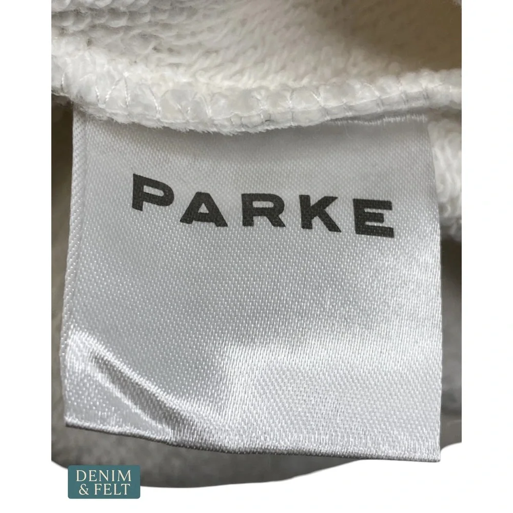 NEW Parke Heritage Varsity Mockneck Sweatshirt Paradise White Cotton Terry L/XL